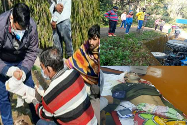 ट्रैक्‍टर ट्राली पलटी, आठ लोग घायल व तीन की हालत नाजुक