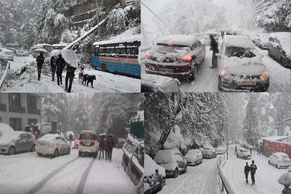 रिकॉर्ड बर्फबारी से सड़कें हुईं जाम