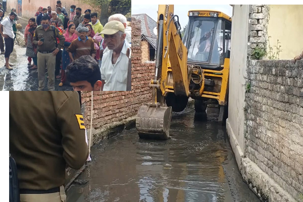 सार्वजनिक नाली में गंदे पानी के जमा होने की व