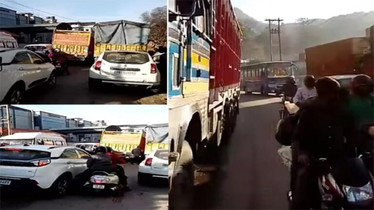 दुर्घटनाओं को न्यौता दे रहे परवाणू में अवैध रूप से सड़क किनारे खड़े ट्रक