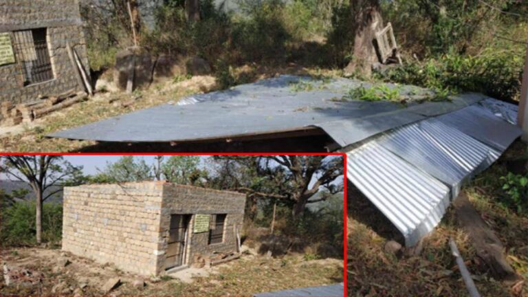 तूफान उड़ा ले गया एक और गरीब का छत महिला ने लगाई प्रशासन से मदद की गुहा