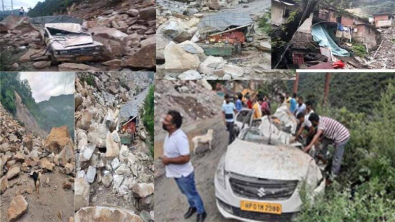 हिमाचल में बारिश का कहर लगातार जारी...पहाड़ों से गिरते पत्थर सड़कों पर चल रहे लोगों के लिए बन रहे जानलेवा