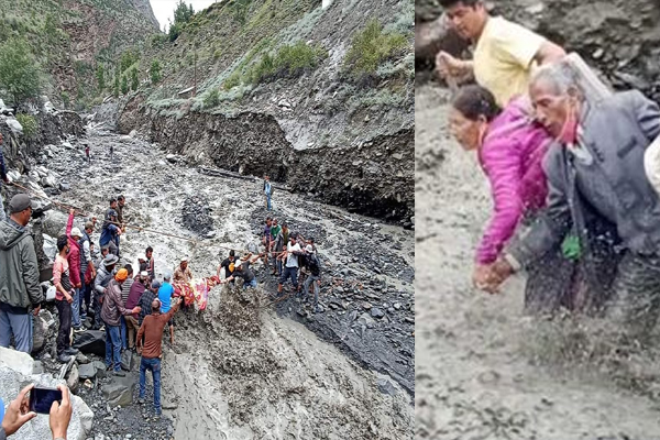 उफनते नाले को पार कर पहुँचाया अस्पताल, बहने से बलबला बचा युवा