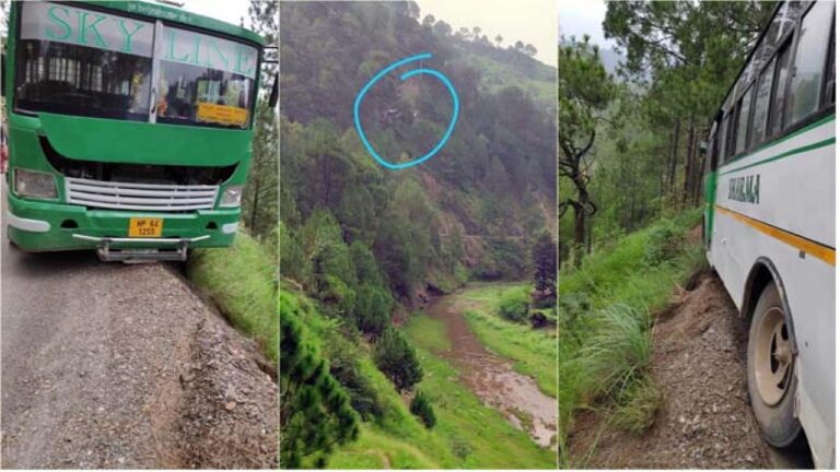 सोलन : खाई में गिरने से बची निजी बस, 30 सवारियों की बची जान