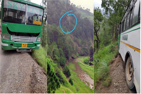 सोलन : खाई में गिरने से बची निजी बस, 30 सवारियों की बची जान