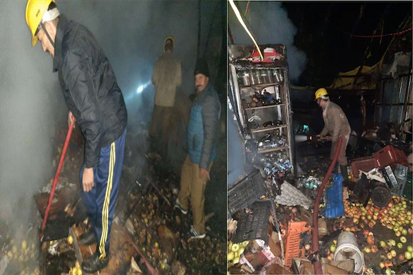 भुंतर सब्जी मंडी में भड़की आग,चार दुकानों सहित बाहर रखा सामान भी जलकर राख, लाखों का नुकसान