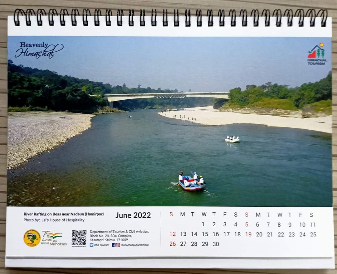 हिमाचल पर्यटन विभाग के कैलेंडर पर बिखरी नादौन की राफ्टिंग साइट की चमक