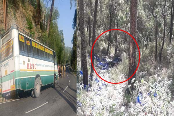 सोलन के बड़ोग में खाई में गिरा दूध से भरा कैंटर, बाल-बाल बची HRTC बस में सवार यात्रियों की जान