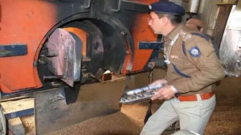 कुल्लू पुलिस ने 23 किलोग्राम चरस को किया आग के हवाले