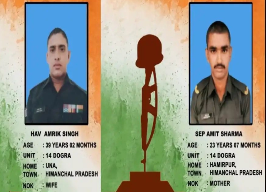 जम्मू कश्मीर: टास्क के दौरान खाई में गिरने से हिमाचल के दो जवानों सहित 3 शहीद