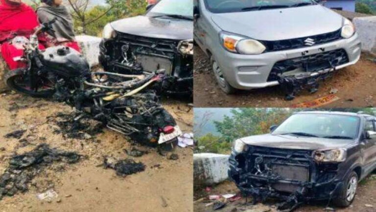 मंडी: शरारती तत्वों ने सड़क किनारे खड़ी बाइक में लगाई आग, दो गाड़ियों को भी हुआ नुकसान