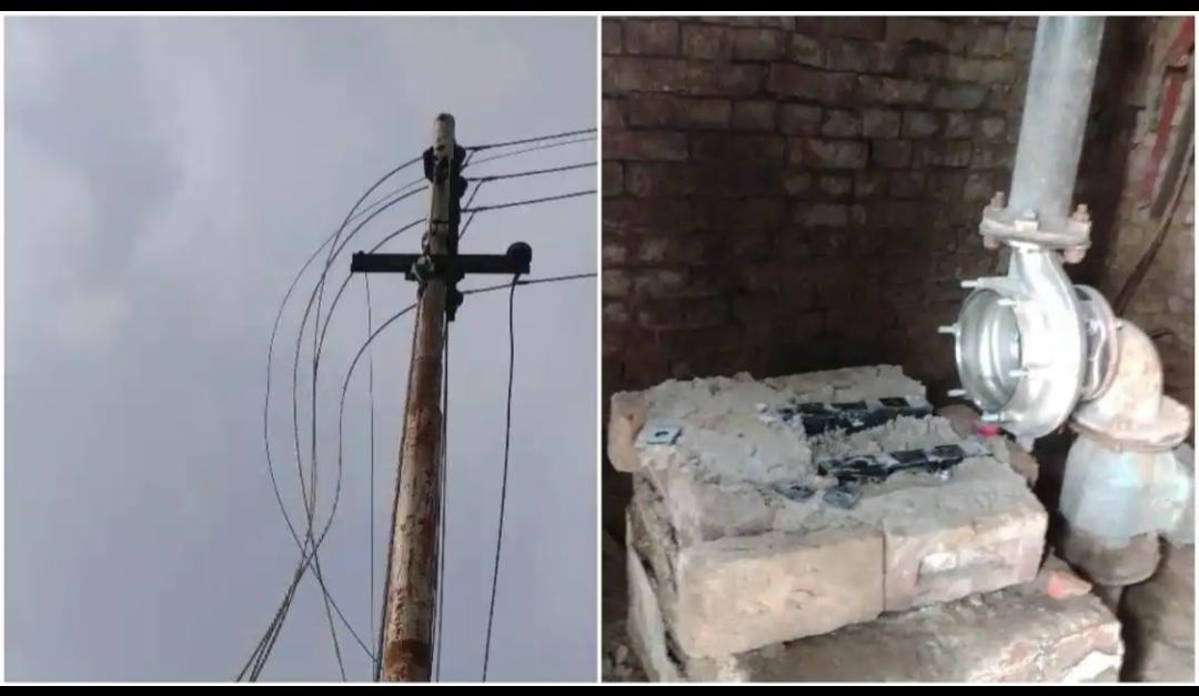 एलटी 440 हाई वोल्टेज करंट लाइन से 1400 मीटर तार चोरी