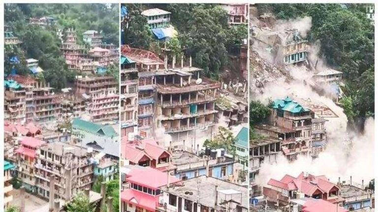 देखें वीडियो! आनी में भयावह मंजर, ताश के पत्तों की तरह ढह गईं कई इमारतें