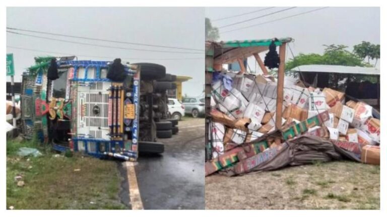 नाहन-कुमारहट्टी-शिमला पर दूसरे दिन भी पलटा सेब से भरा ट्रक