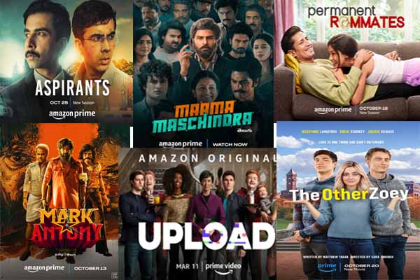 Prime Video Festive Season Movies and Shows Mark Antony - Mama Maschindra - Aspirants S2 - Permanent Roommates S3 - Road to a Million - The Other Zoey, Takeshi Castle - The Burial, Upload S3 - Rainbow Relationship - Transformers: Rise of the Beasts