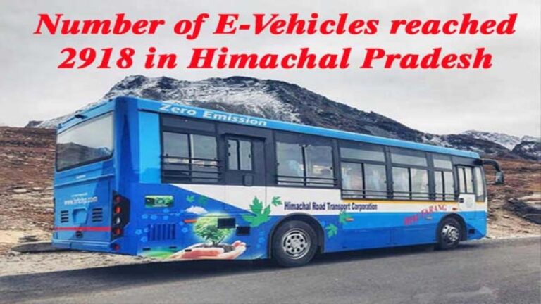 Number of E-Vehicles reached 2918 in Himachal Pradesh