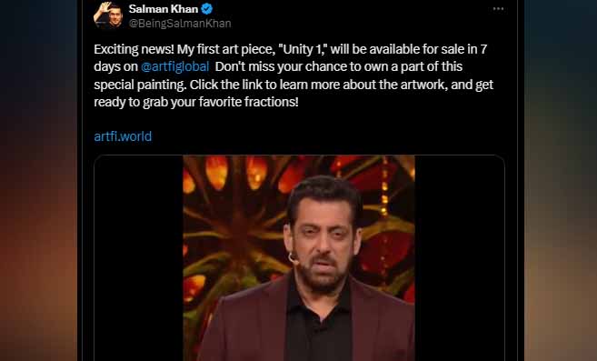 Salman Khan first painting Unity 1: सलमान खान की पहली पेंटिंग &quot;यूनिटी 1&quot; आर्टफी पर की जाएगी सेल, लॉन्च डेट की हुई घोषित!