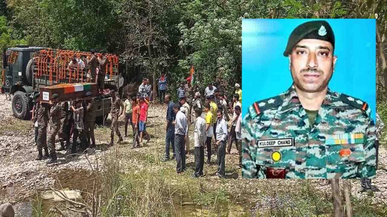 Hamirpur: सूबेदार कुलदीप चंद पंचतत्व में हुए विलीन, सैन्य सम्मान के दी गई अंतिम विदाई..
