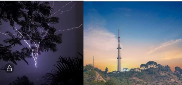 Kasauli Tower Lightning Video: आकाशवाणी केंद्र के टावर पर आसमानी बिजली गिरने का वीडियो सोशल मीडिया में वायरल..!