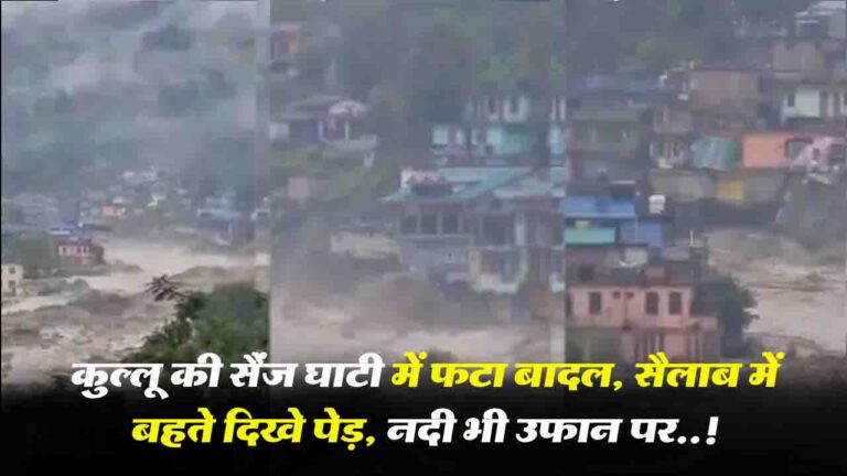 Himachal Cloud Burst: कुल्लू की सैंज घाटी में फटा बादल, सैलाब में बहते दिखे पेड़, नदी भी उफान पर..!