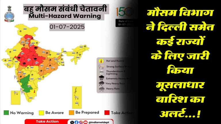 Weather Update: IMD ने दिल्ली समेत कई राज्यों के लिए जारी किया मूसलाधार बारिश का अलर्ट