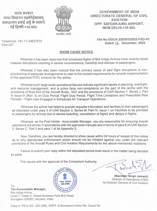 IndiGo Crisis: छठें दिन भी 350 से ज्यादा उड़ानें रद्द, DGCA ने ठोंका नोटिस - आज शाम तक रिफंड का आदेश
