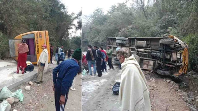 Himachal School Bus Accident: स्कूल बस पलटने से 6 बच्चों सहित 10 लोग घायल, मची चीख-पुकार