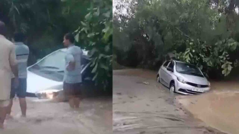 Una Accident: हिमाचल में नाले के तेज बहाव में बही कार, परिवार ने ऐसे बचाई जान