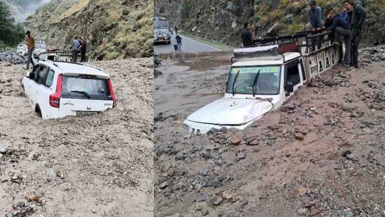 Himachal Cloudburst: किन्नौर में बाढ़ से मची तबाही, लाहौल-स्पीति में उफनते नाले के बीच भारी मशीनरी से हुआ महिला का रेस्क्यू