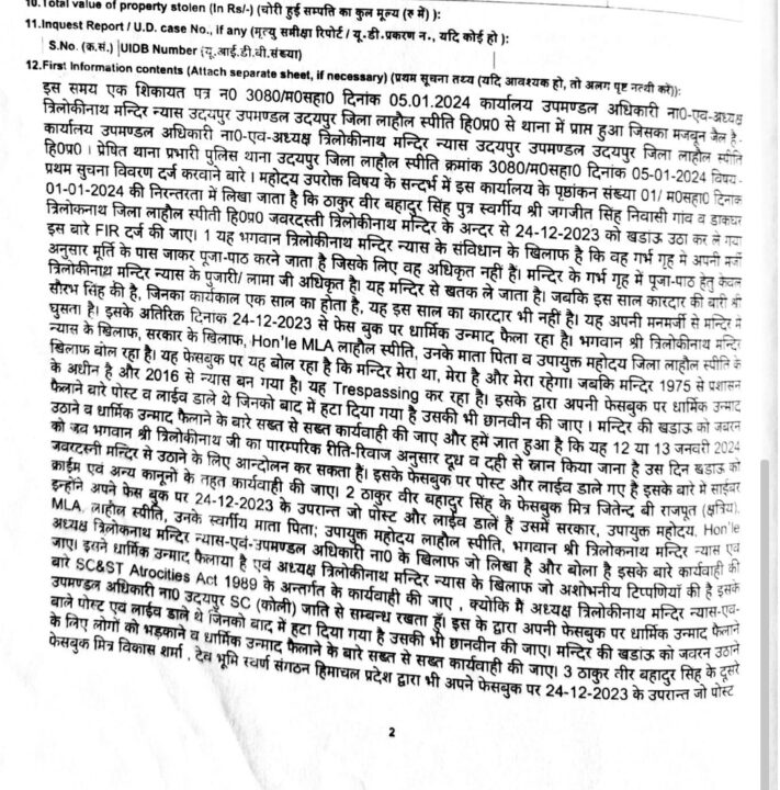 Triloknath Temple Controversy: जांच पूरी, चालान तैयार... त्रिलोकनाथ मंदिर में पवित्र खड़ाऊं उठाने व धार्मिक उन्माद फैलाने वाले SC-ST एक्ट केस में कार्रवाई की देरी पर उठे सवाल