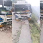 HRTC Bus Accident Kinnaur: किन्नौर बड़ा हादसा टला, ब्रेक फेल होने से सड़क किनारे लटकी HRTC बस, 10 यात्रियों की बची जान