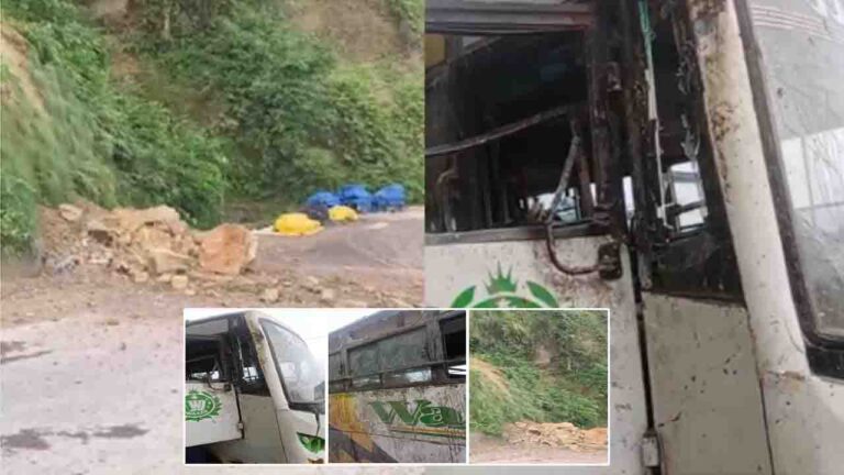 HOME 1 Hamirpur News: सुजानपुर में चलती बस पर गिरी पहाड़ी, बाल-बाल बचे चालक-परिचालक