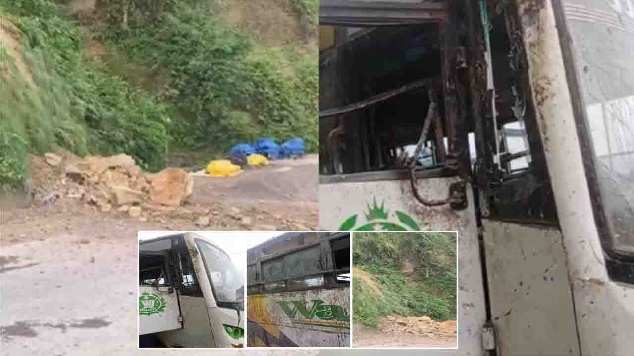 Hamirpur News: सुजानपुर में चलती बस पर गिरी पहाड़ी, बाल-बाल बचे चालक-परिचालक